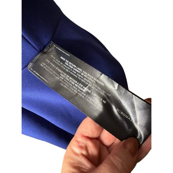 BCBGMAXAZRIA NEW Makenna Halter Dress Blue Asymmetrical Hem Size 8 Cocktail - Picture 10 of 11